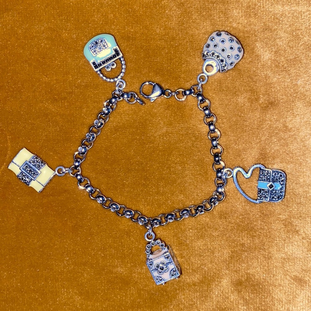 JUDITH JACK - 925 & marcasite handbag charm bracelet - limited edition